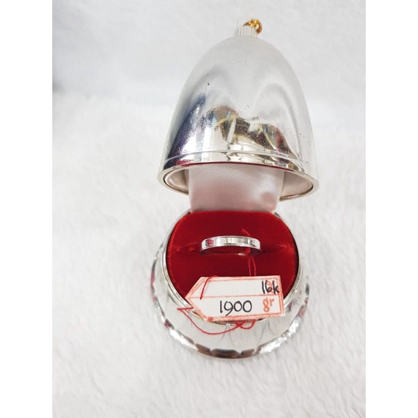 CC677M301M cincin white gold kawin model persegi polos emas putih asli wedding ring berat 1.900 no 1