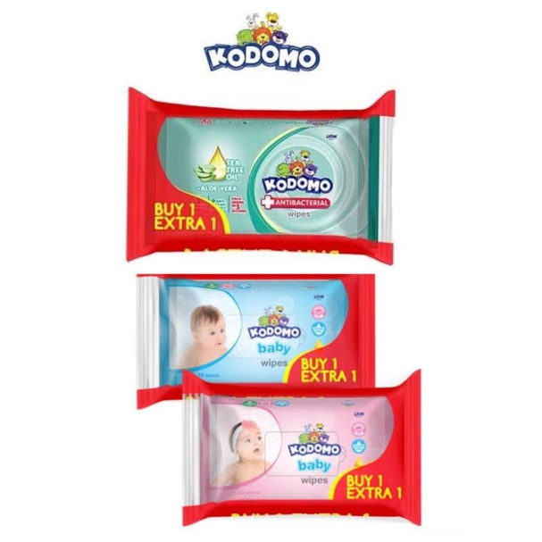 Kodomo Baby Wipes 50s + 50s Buy 1 Get 1 - Kodomo Tissue Basah Bayi - Kodomo Wipe - Tisu Basah Bayi