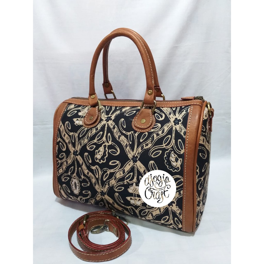 Tas Kulit Speedy Kombinasi Kain Batik
