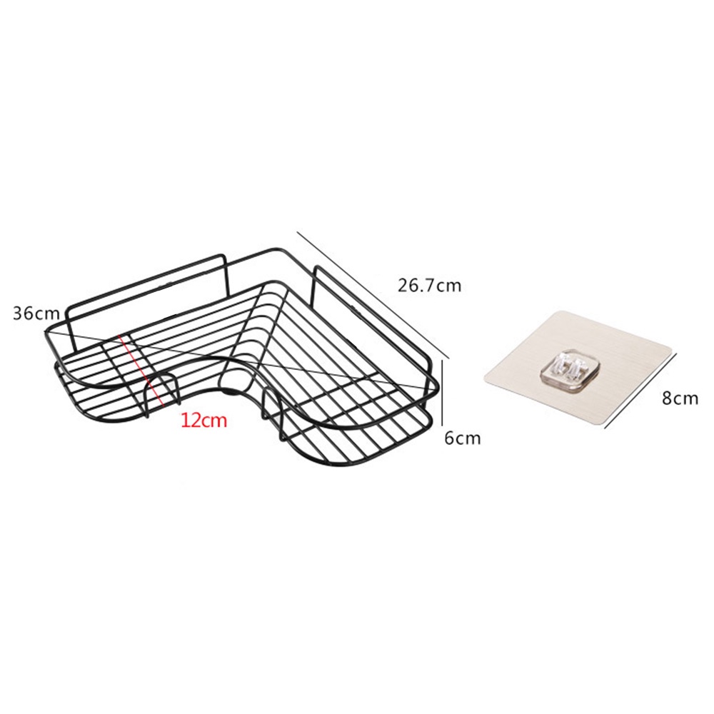 Rak Sudut Penyimpanan Bahan Besi Dengan 2 Kait Untuk Kamar Mandi