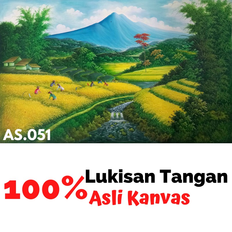 Lukisan Sawah Dinding Pajangan Ruang Tamu Hiasan Ruangan dan Pemandangan Alam