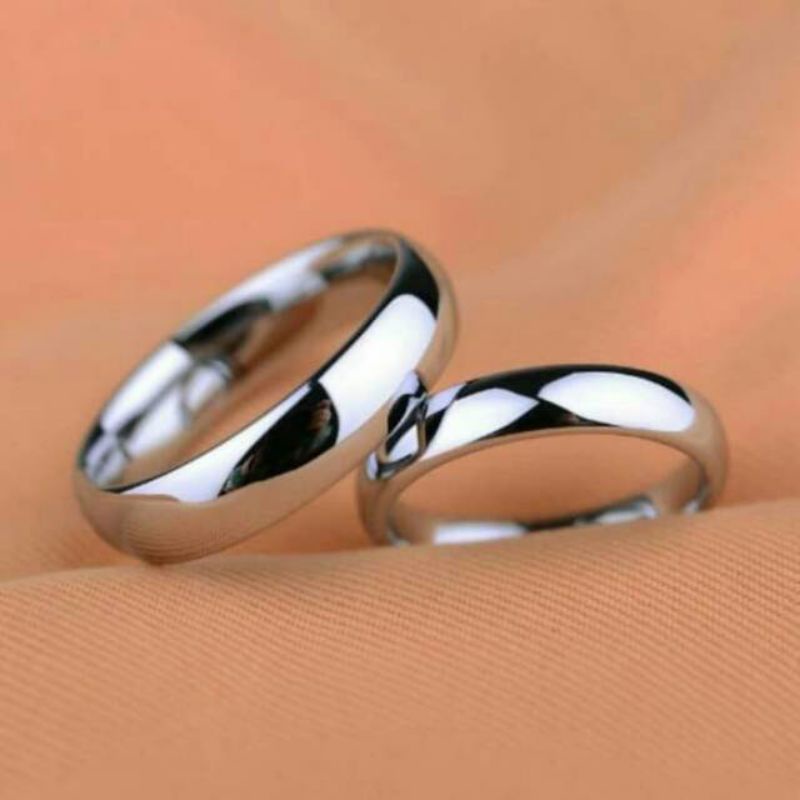 cincin titanium couple/ tunangan/ nikah putih polos