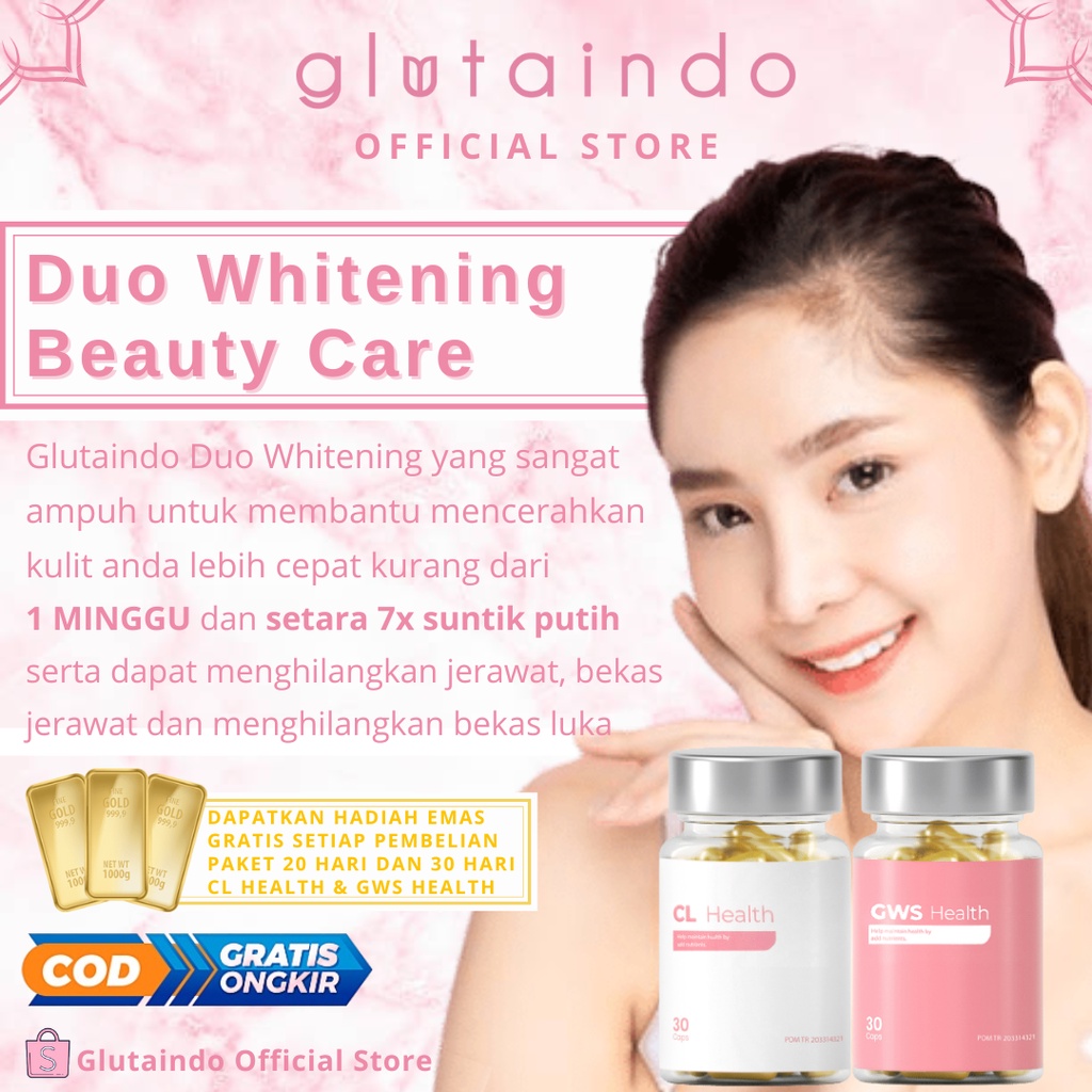 Glutaindo Skin Whitening Perawatan Pemutih Kulit Seluruh Tubuh. CL Health dan GWS Health