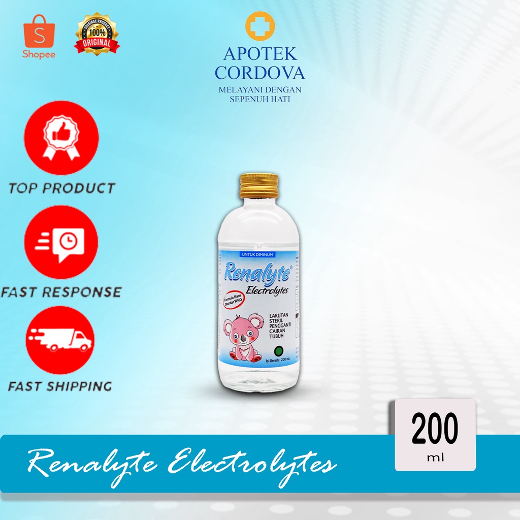 

Renalyte electrolyte 200ml - pengganti cairan tubuh - larutan pencegah dehidrasi akibat diare/muntah - renalit -