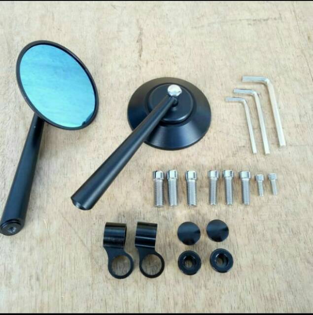 Spion Retro Bulat CNC Hitam Universal