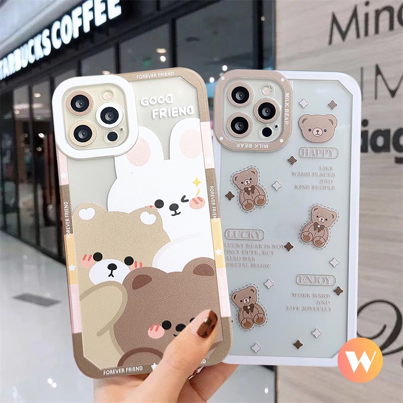 Casing Ponsel Kompatibel Untuk iPhone XS Max X XR 78 Plus 11 13 14 12 Pro Max 6 6S Plus Se2020Mata Malaikat Transparan Kartun Boneka Kecil Beruang TPU Soft Lens Cover Pelindung