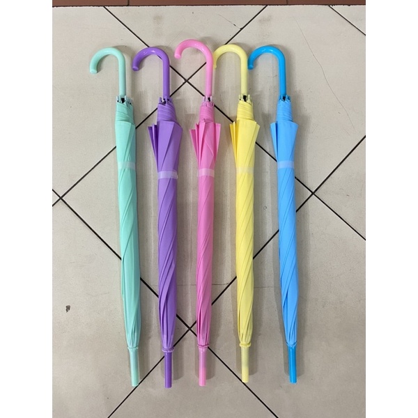 payung panjang tongkat polos warna bahan pvc doff