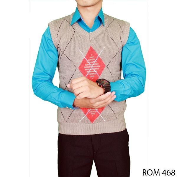 Casual Mens Vests Rajut Krem – ROM 468