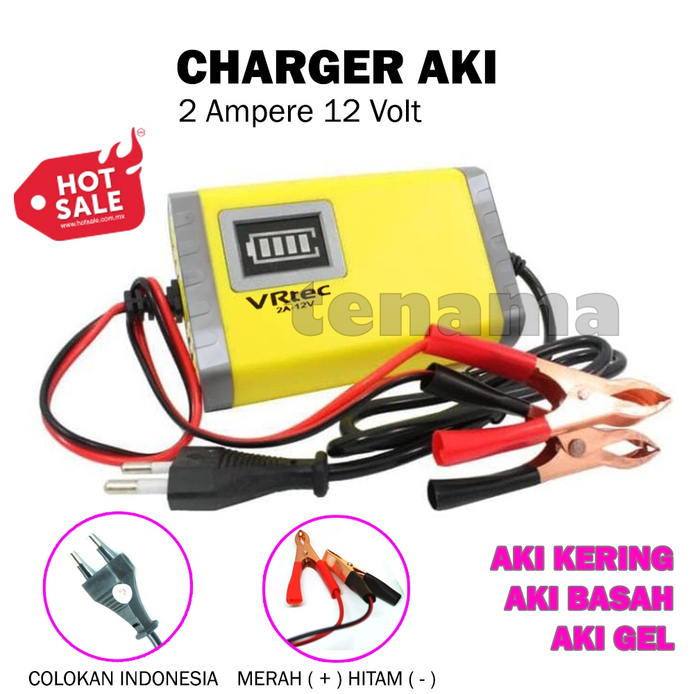 Charger Aki Portable 12V-2A Motor dan Mobil VRtec