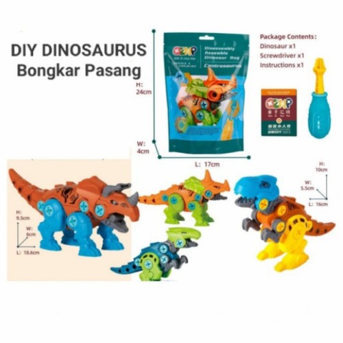 Mainan Edukasi Anak Diy Dinosaurus Bongkar Pasang Obeng - Mainan Rangkai Dinosaurus Kit - Mainan Edukasi Anak - Merakit Dinosaurus Bongkar Pasang Melatih Kreatifitas Anak - Mainan Rakit Dinosaurus Simple