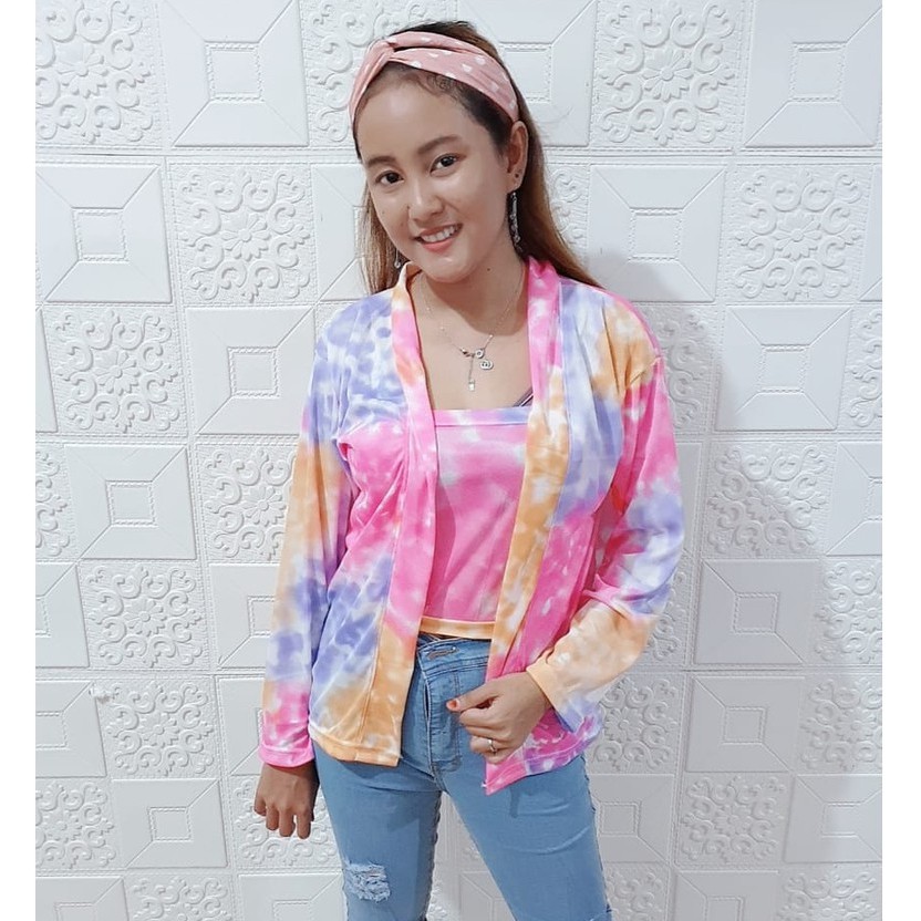 Set Cardigan Outer Tie Dye + Kemben Fit XL