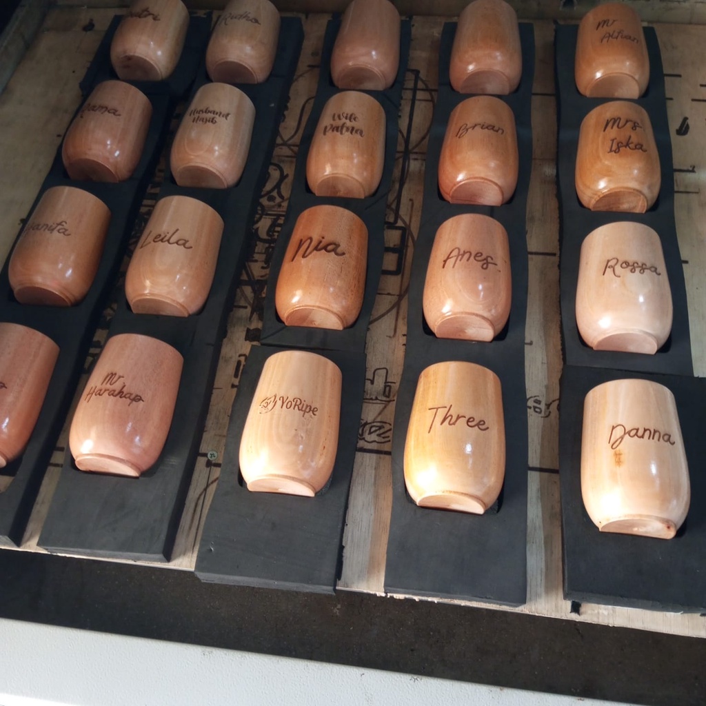 HARGA PROMO!! Gelas Mug Kayu Unik / Gelas Custom Kayu Jati Kayu Mahoni - Peralatan Dapur Kayu-3