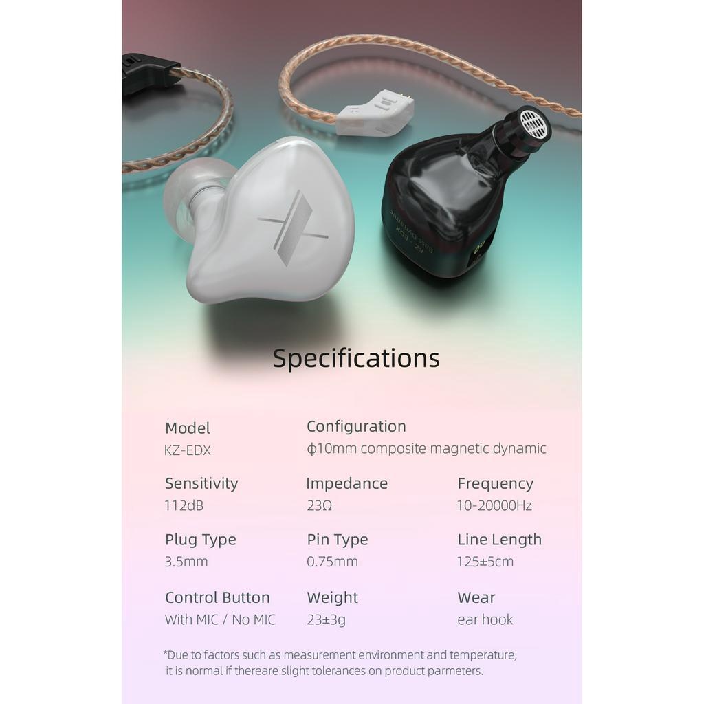 KZ EDX Earphone Headset Headphone  Stage Monitoring IEM Single Driver Headset Music Audio With Mic Knowledge Zenith