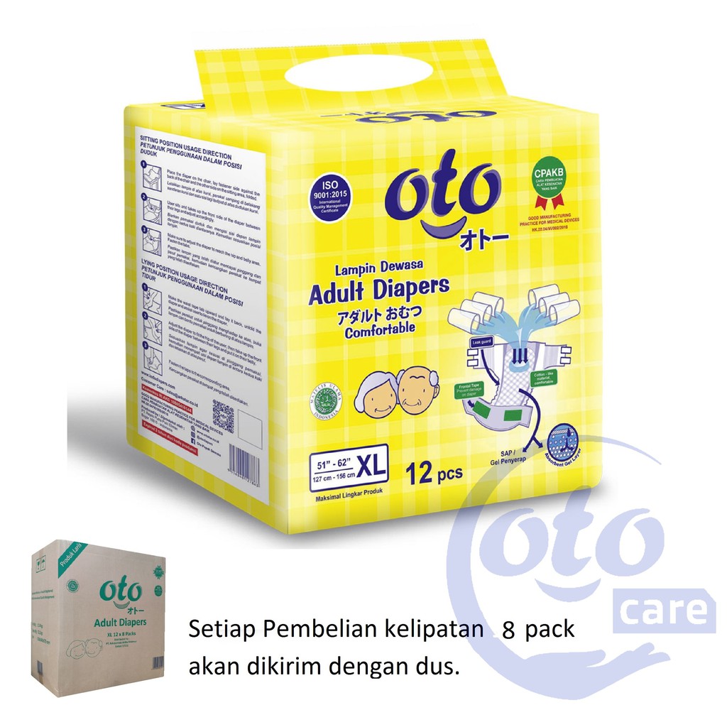 OTO Popok Dewasa model Lem Perekat Adult Diapers size XL isi 12 pcs