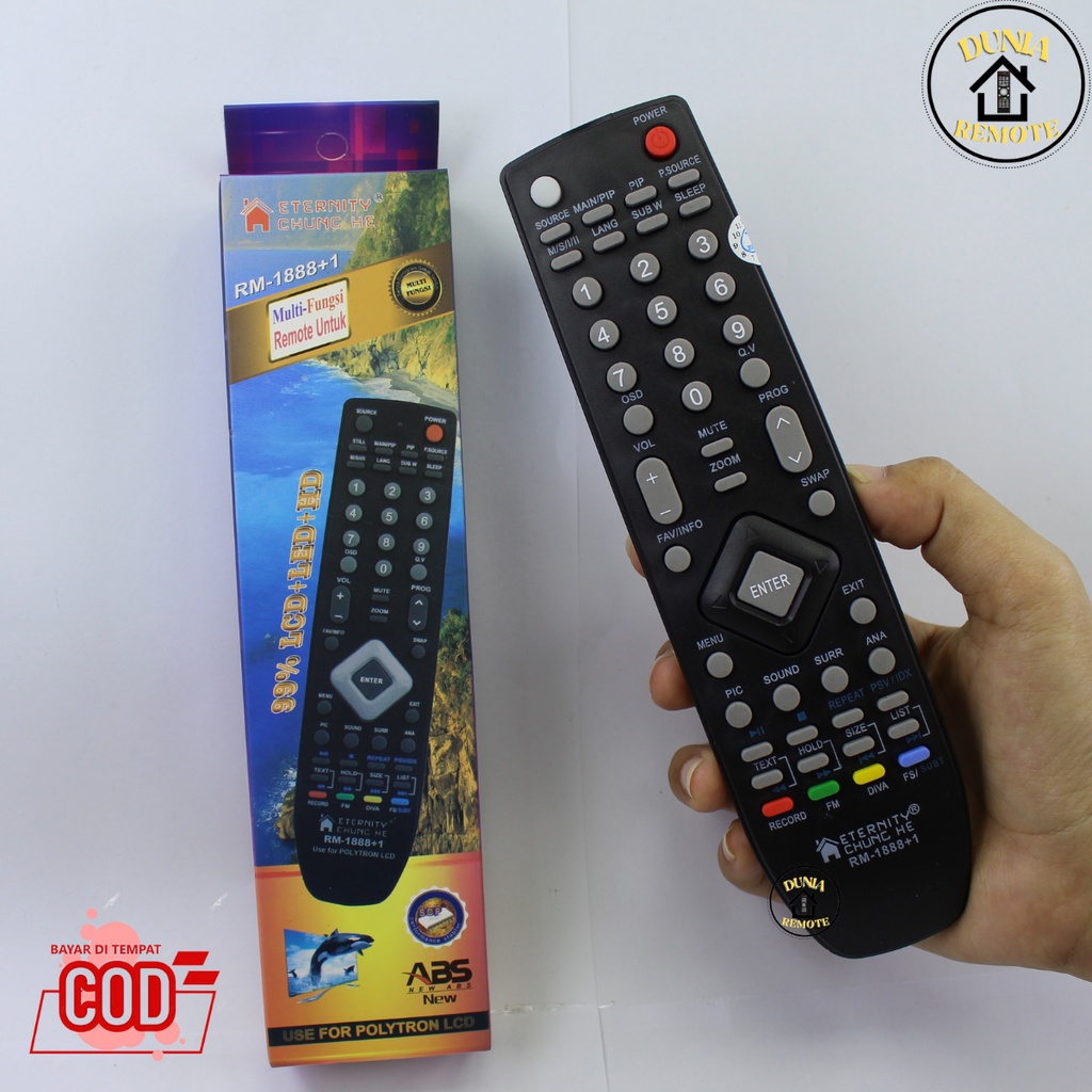 Remot Remote POLYTRON TV LCD LED MULTI UNIVERSAL 1888+1 tanpa setting