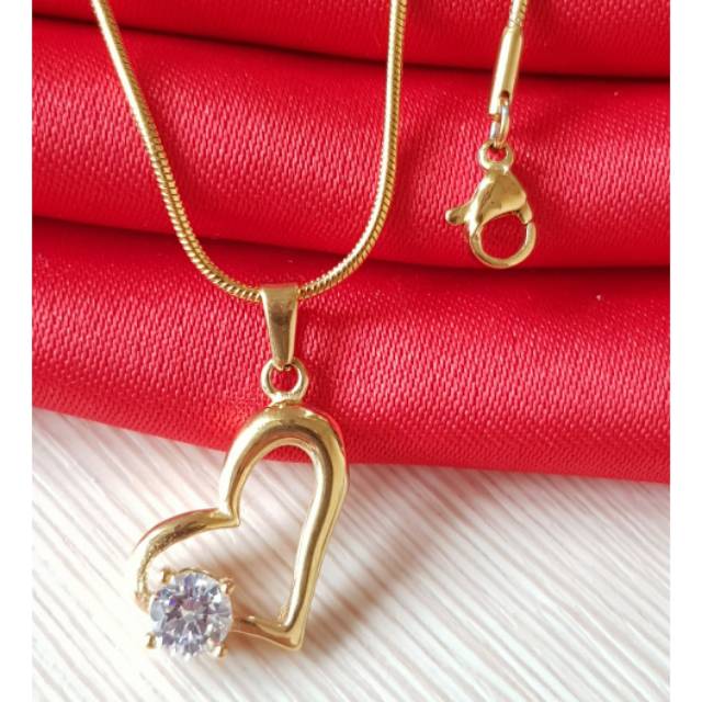 Kalung titanium gold / kalung fashion import / love GN027