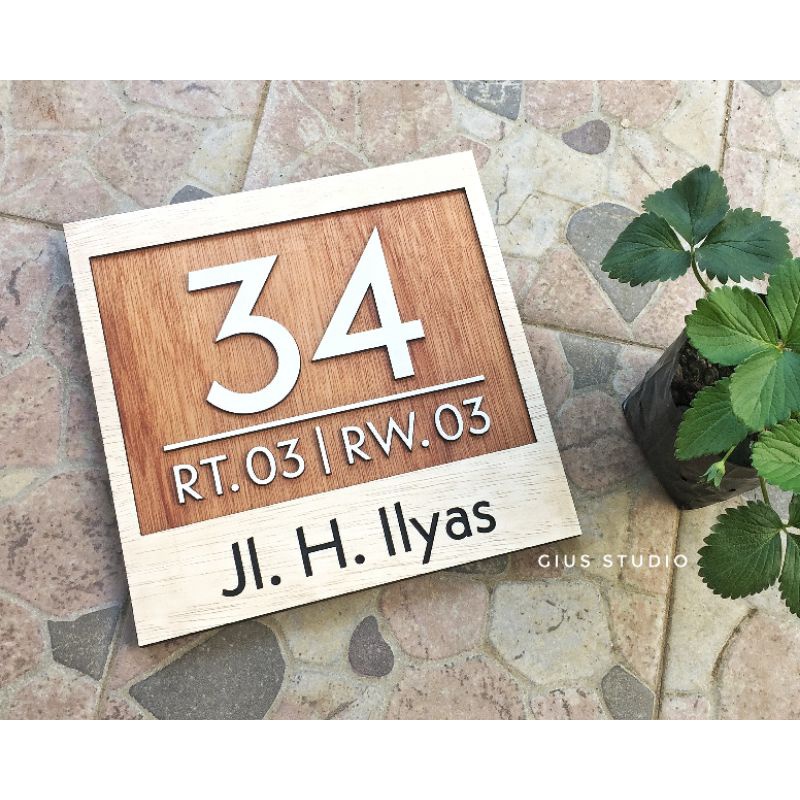 papan nomor rumah kayu custom timbul 3D custom bukan no rumah akrilik atau nomor rumah acrylic