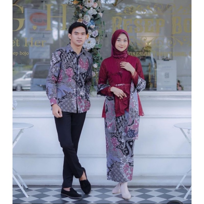 NEW ARIVAL || SET BATIK COUPLE VENNA MARON | SET KEBAYA LAMARAN | OUTFIT KEKINIAN BATIK KEBAYA MODERN