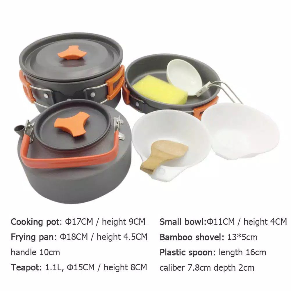 【COD】 Kompor Portable Windproof &amp; Alat Memasak 4 Orang` Mini Cooking Set 3 Susun ~ SY DS 308 301 300