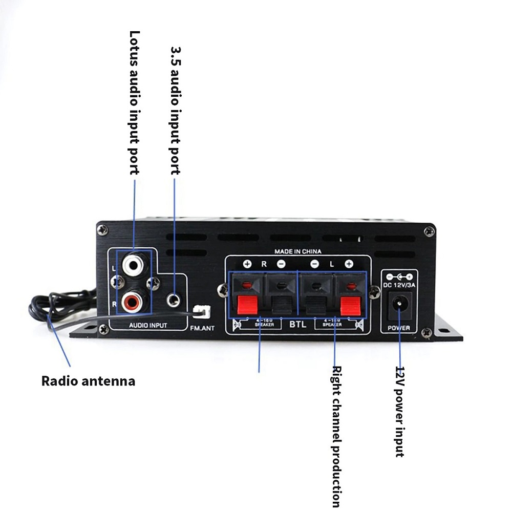 Leory Penguat Daya Audio Bluetooth Mobil Car Audio Power Amplifier 12V 800W - AK380 - Black - DASK04BK