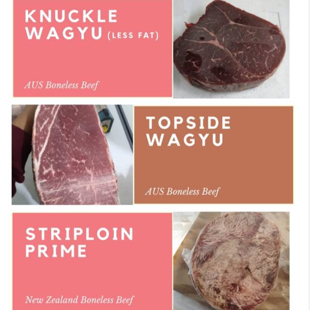 

Topside Wagyu AUS Boneless Beef 1/2 kg/500gr