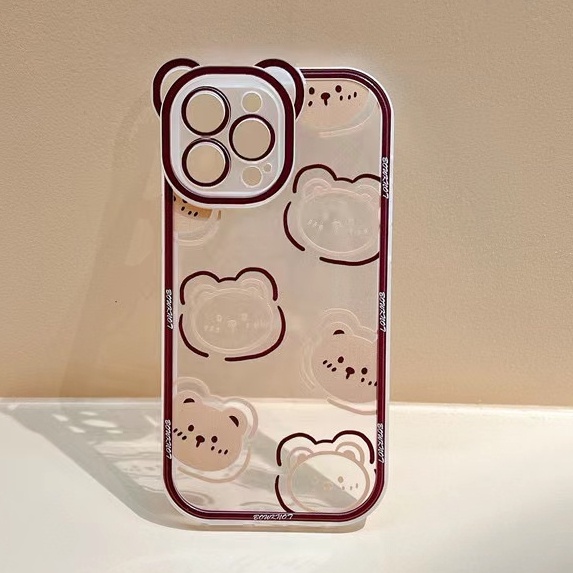 Soft Case Silikon TPU Transparan Motif Beruang Untuk IPhone 13 12 Mini 11 10 Pro XS Max X XR 8 7 6 6S Plus SE 2020