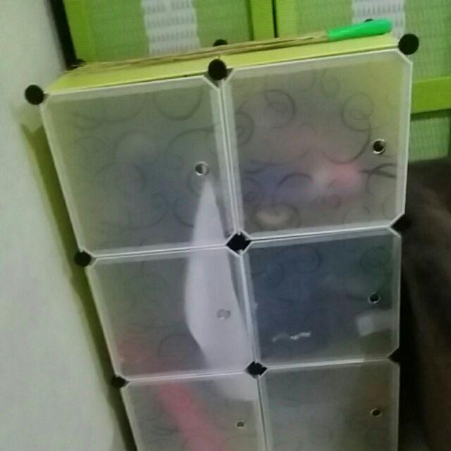 Lemari Baju 2-6-3k-1h Plastic Anti-air Transparan Pintu Lemari Pakaian Multifungsi