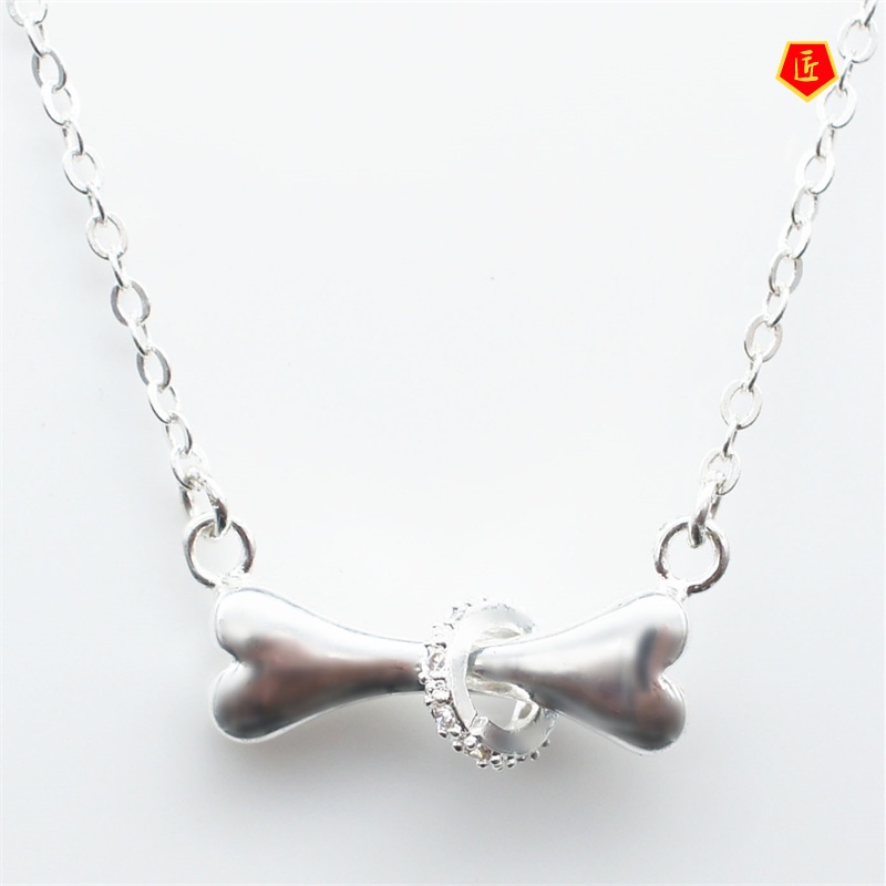 [Ready Stock]Creative Bones Silver Necklace Simple Fashion