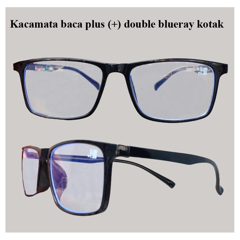 Terbaru Kacamta Baca Lensa Plus (+) 2 Fungsi Blueray +0.50 s/d +4.00 Pria Wanita Kacamta Trendy