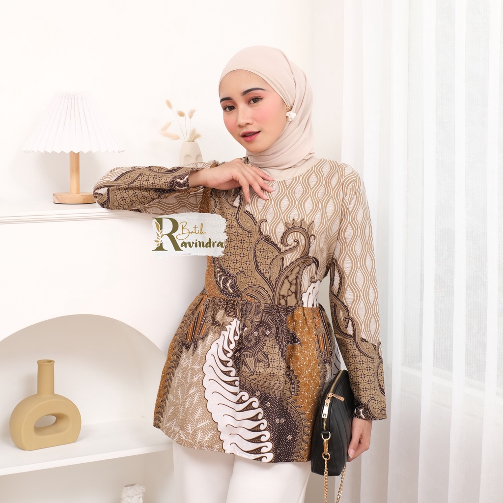 Blus Batik Lengan Panjang Atasan Kerja Wanita