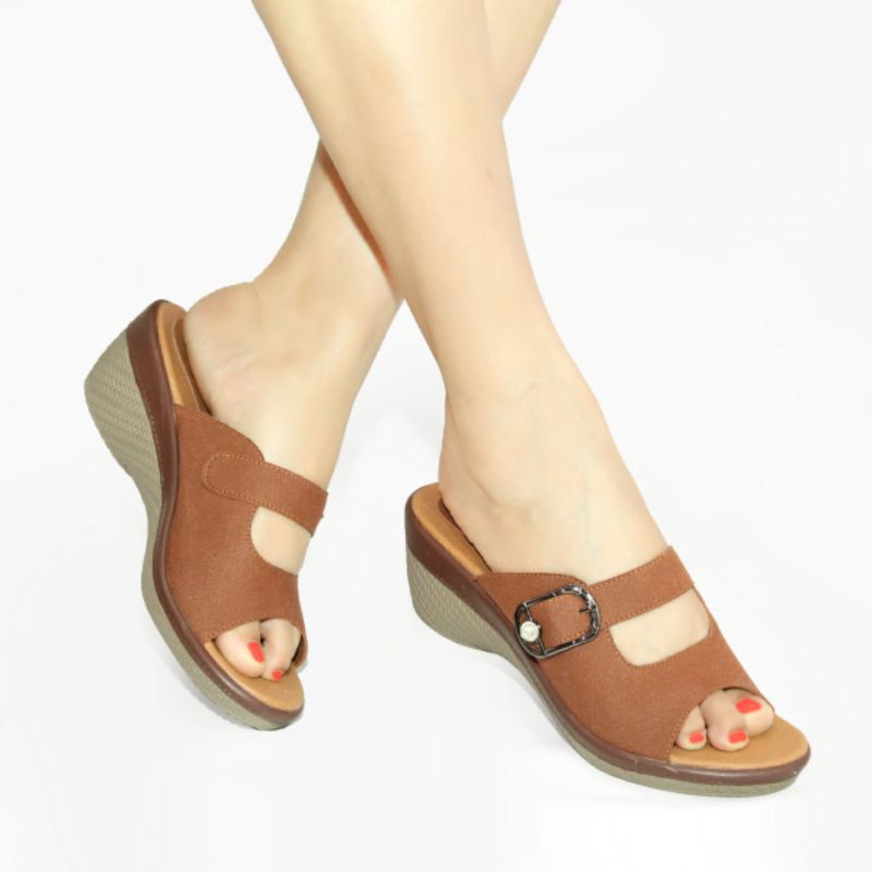 Sendal Wedges Wanita Slop Cewek J2721 CS02