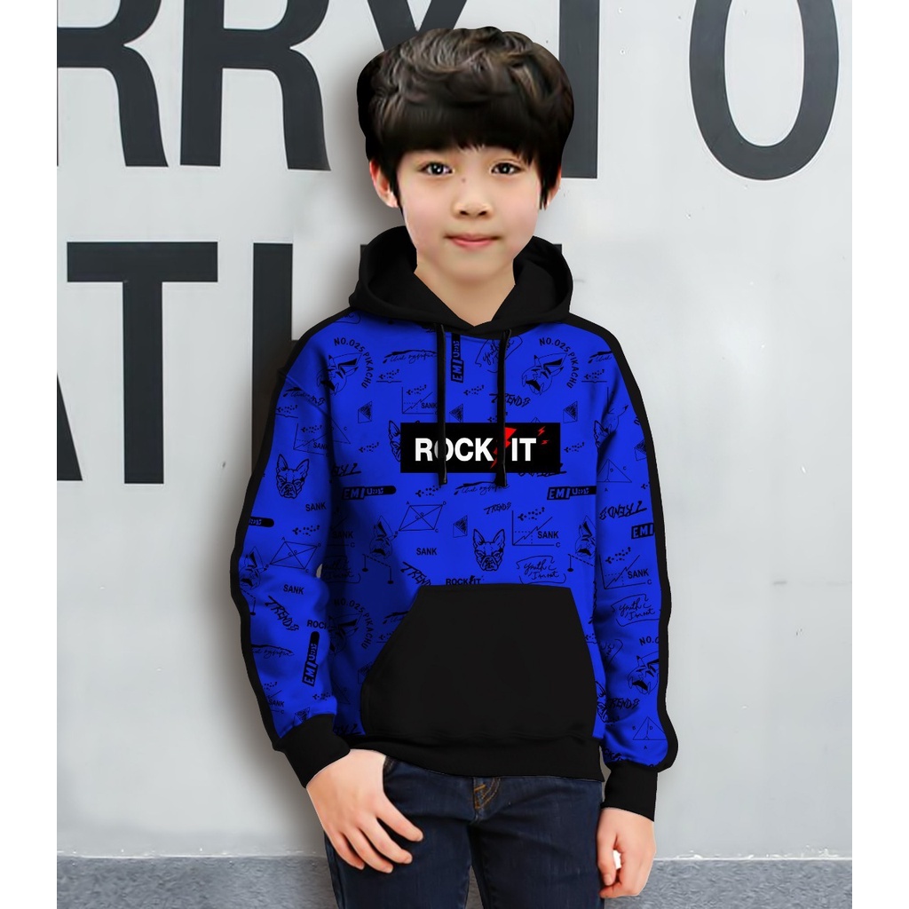 Hoodie Anak ROCK IT Anak Gaming Bahan Fleece Tebal /Jaket Anak Laki Laki/Jaket Anak Terbaru/4-11 TAHUN(FLAVA_STORE)