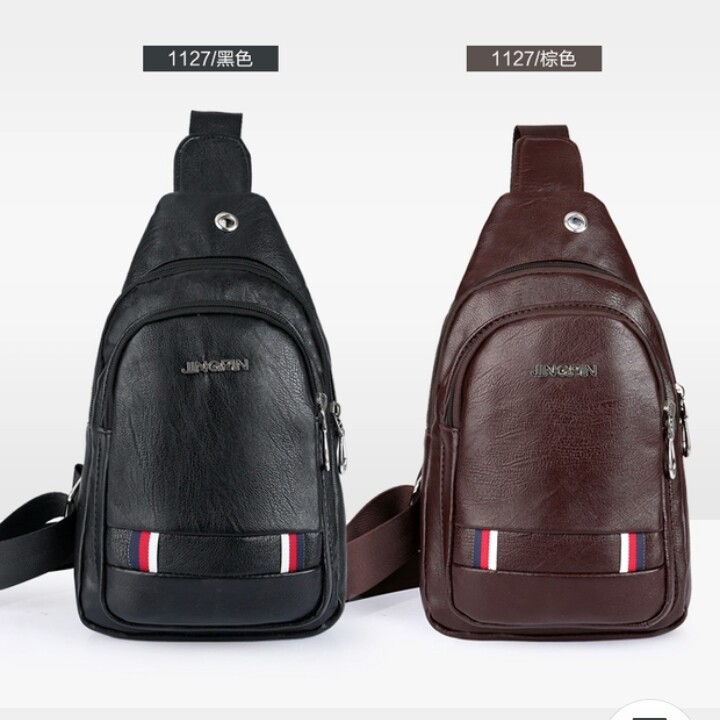 Tas Selempang Pria Tas Fashion Pria Jin-pin Kulit Waterproof Original 12 inchi