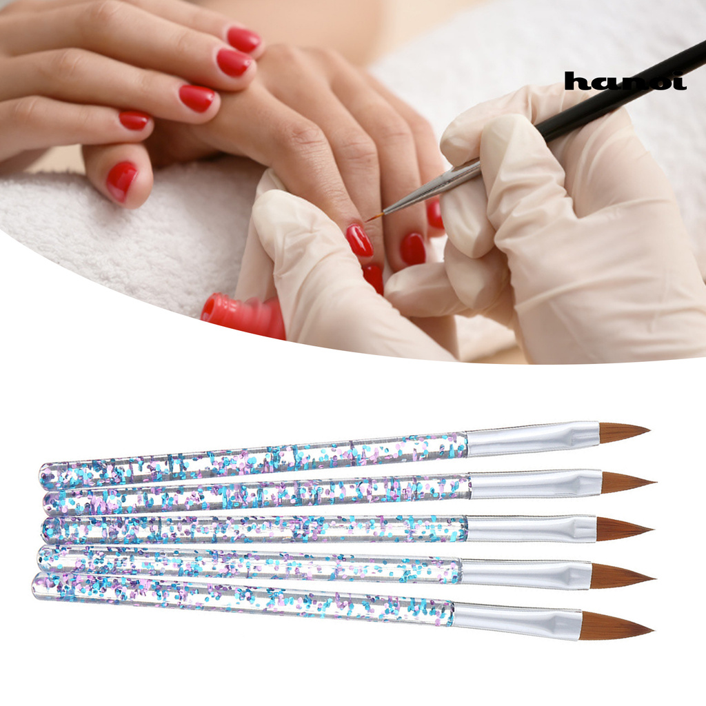 5pcs / Set Kuas Lukis Kuku Bahan Akrilik Bulu Lembut Untuk Nail Art