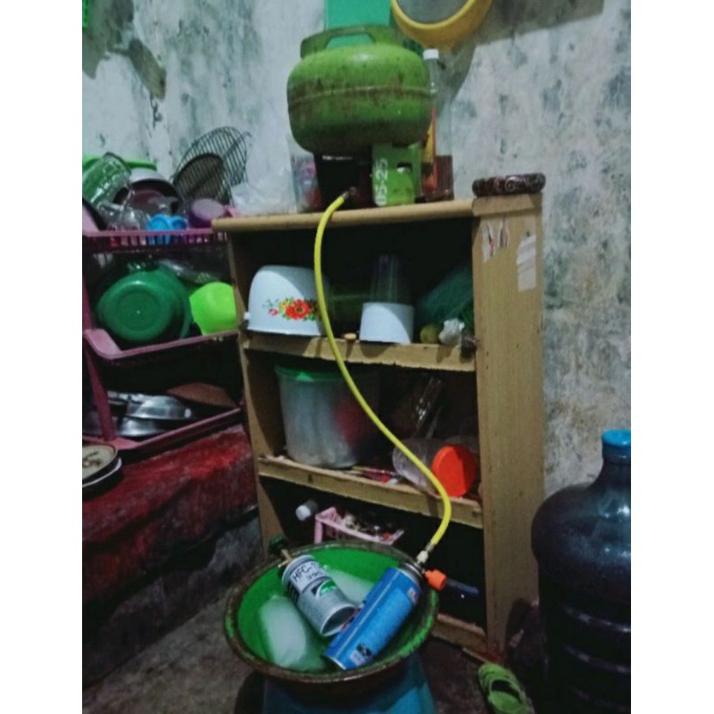 refil alat isi ulang gas kaleng portabel selang manifold kaleng freon AC flushing pipa kapiler AC