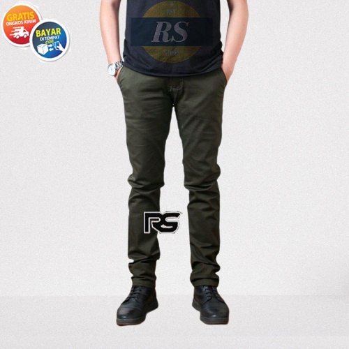 Celana Chino Panjang pria celana chinos pria celana chino kerjaharian santai casual formal Army