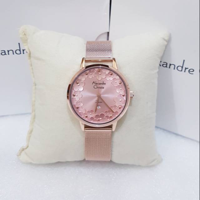 JAM TANGAN WANITA ALEXANDRE CHRISTIE AC 2794 ROSEGOLD PLAT PINK ORIGINAL