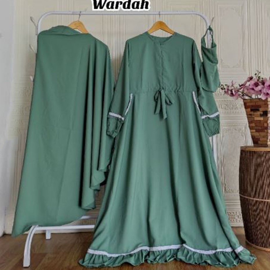 gamis syar'i polos renda hitam