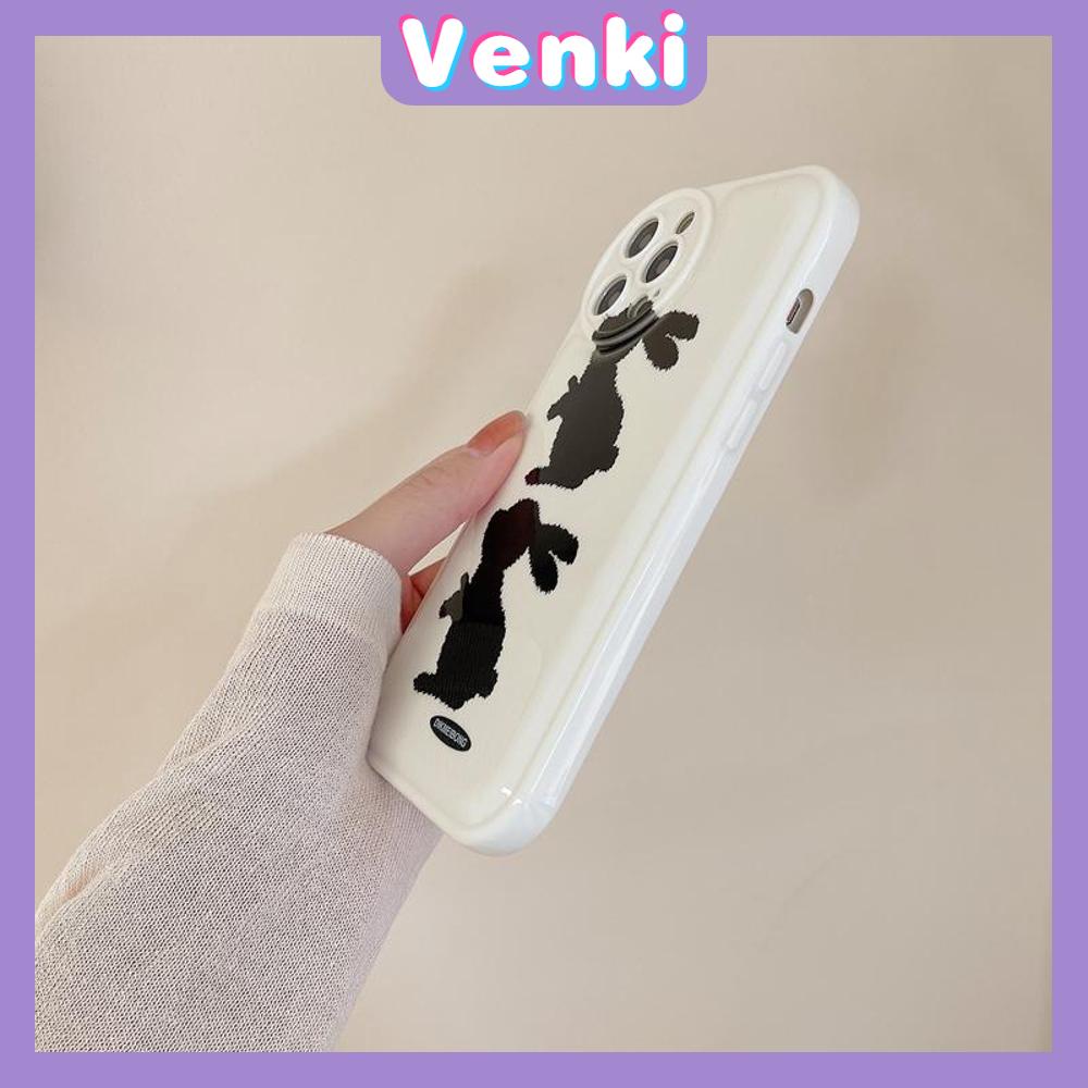 iPhone Case Silicone Soft Case Airbag Shockproof Protection Camera Black Rabbit Cartoon Cute Compatible For iPhone 11 Pro Max 13 Pro Max 12 Pro Max 7Plus xr XS Max