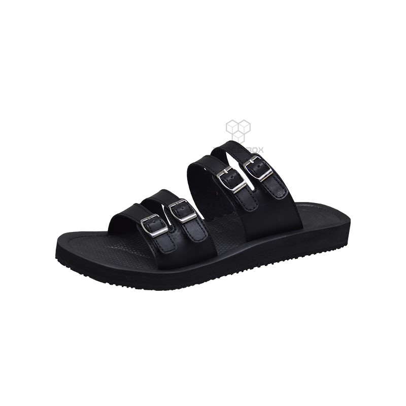 THREE BOX - Sandal Slide Cirninus Black Oversize Ringan Big Jumbo Size 45 46 47 48 49