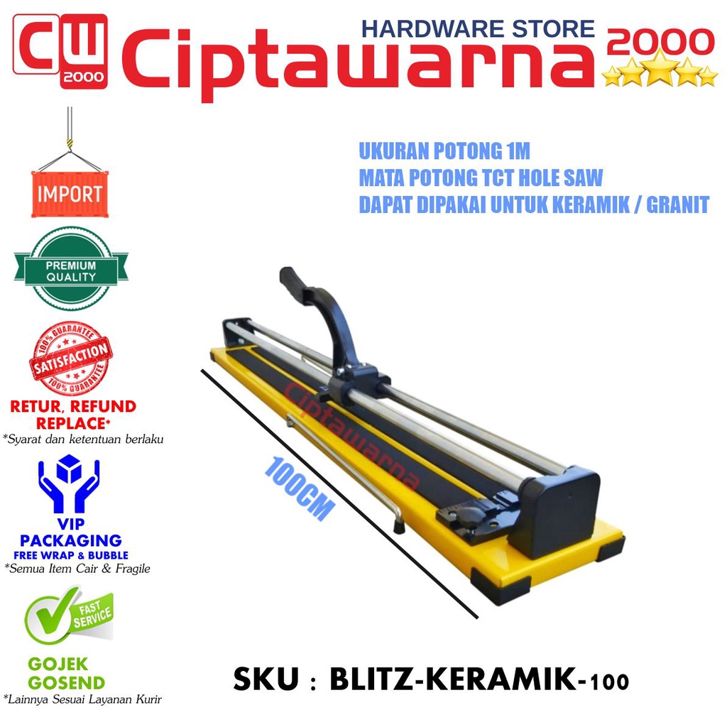 Alat Potong Keramik Blitz 40&quot; 100 Cm Manual Granite Tile Cutter Granit