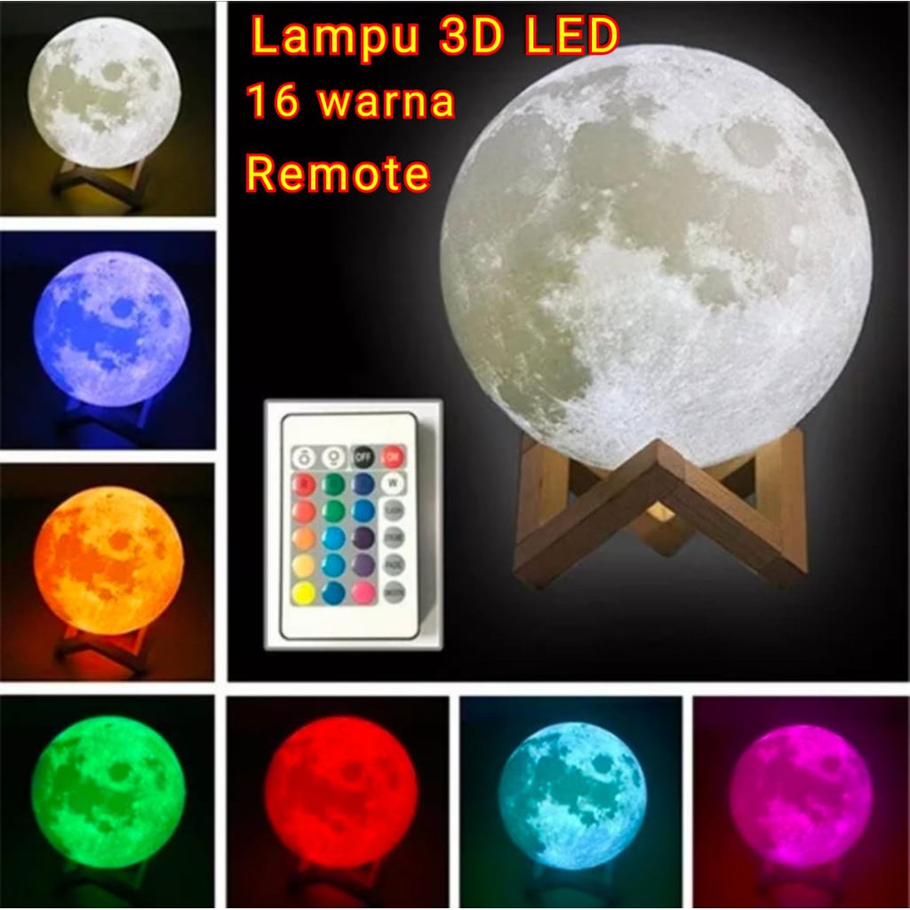 16 warna - Lampu Tidur 3D / Lampu Hias / Lampu Meja / Bola lampu Tidur - lingkaran bola 6&quot; inchi