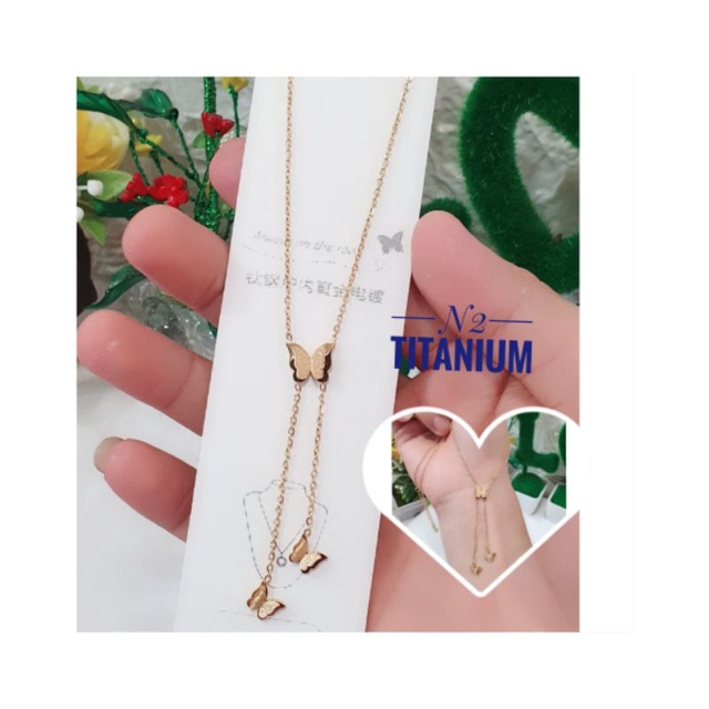 set perhiasan kalung kupu"titanium
