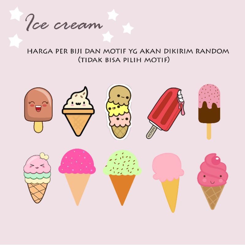 STICKER AESTHETIC ECER 1 BIJIAN / STIKER ESTETIK / STIKER TUMBLR / STIKER LUCU MURAH MAKANAN MINUMAN-IceCream