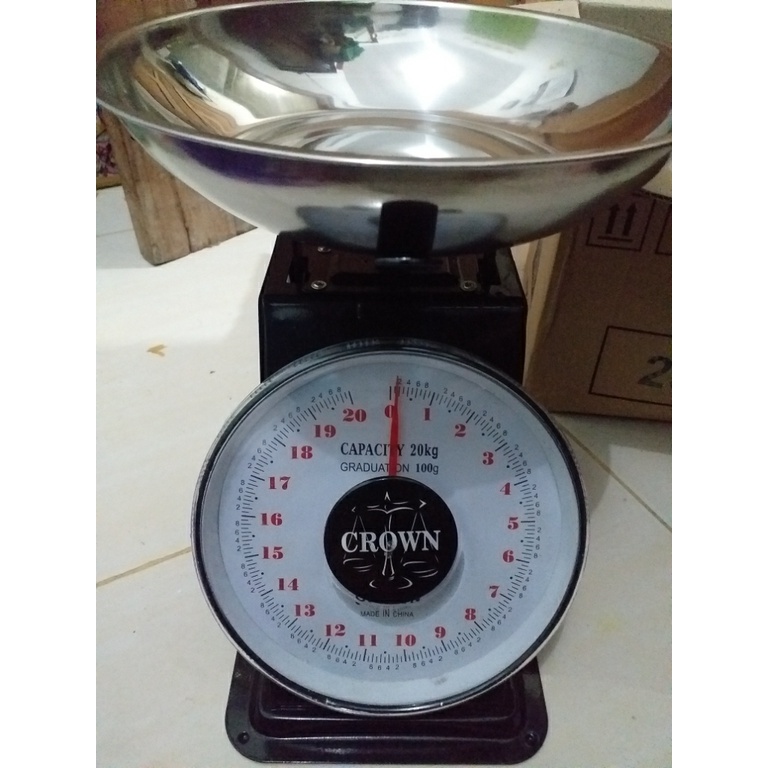 Timbangan duduk- jarum 20kg Merk CROWN /GSFF stainless-barang kokoh