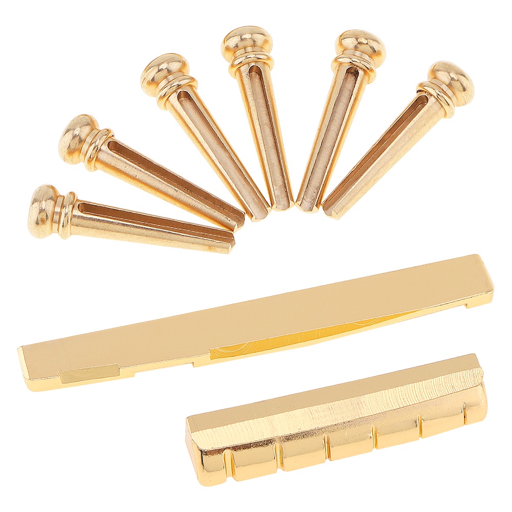 6pcs Bridge Pin Saddle Dan Nut Ukuran 43mm Untuk Gitar Akustik Folk