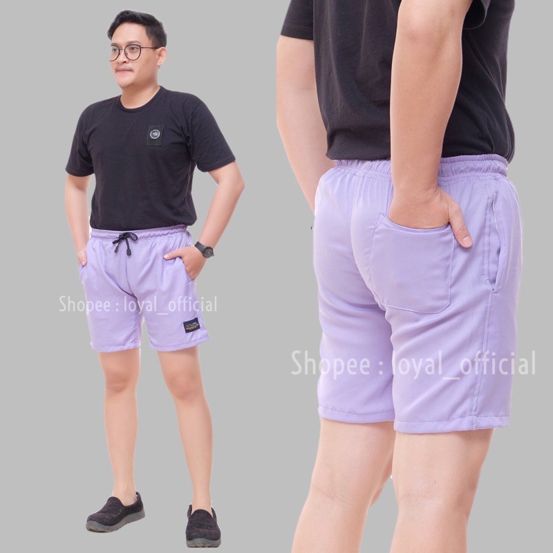 Loyal Celana Pendek Pria Cowok Dewasa Katun Premium M L XL-Lilac