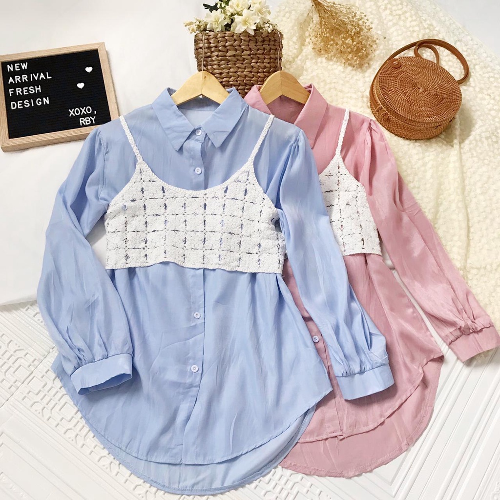 Kemaja Wanita / Kemeja Rompi Rajut / Rompi Rajut / Fashion Cewek / Baju Cewek / Baju Wanita