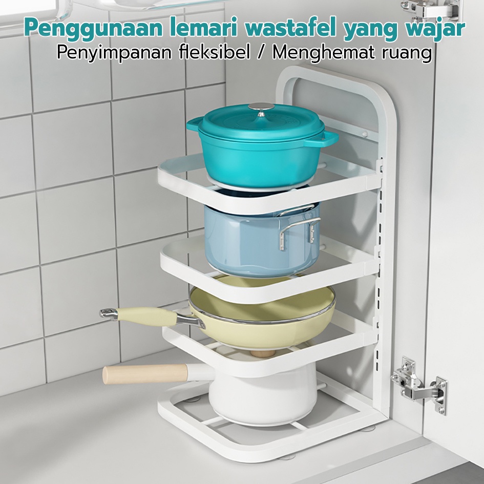 Rak Rak Pot Wastafel Dapur Di Bawah  Kabinet Atas Rak Panci Multi Fungsi  4/5 Tingkat