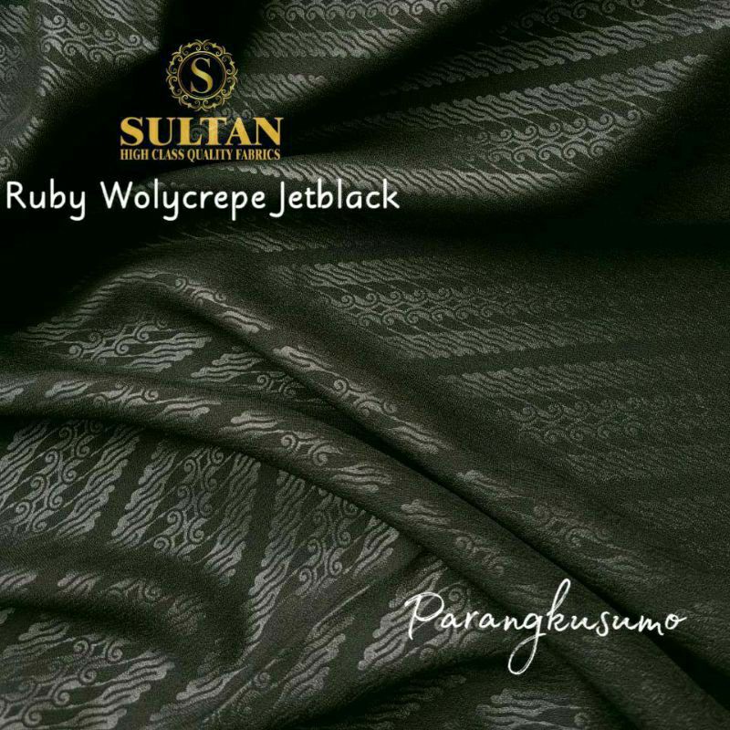 Kain Ruby Wolycrepe Sultan Jetblack Emboss parangkusuma